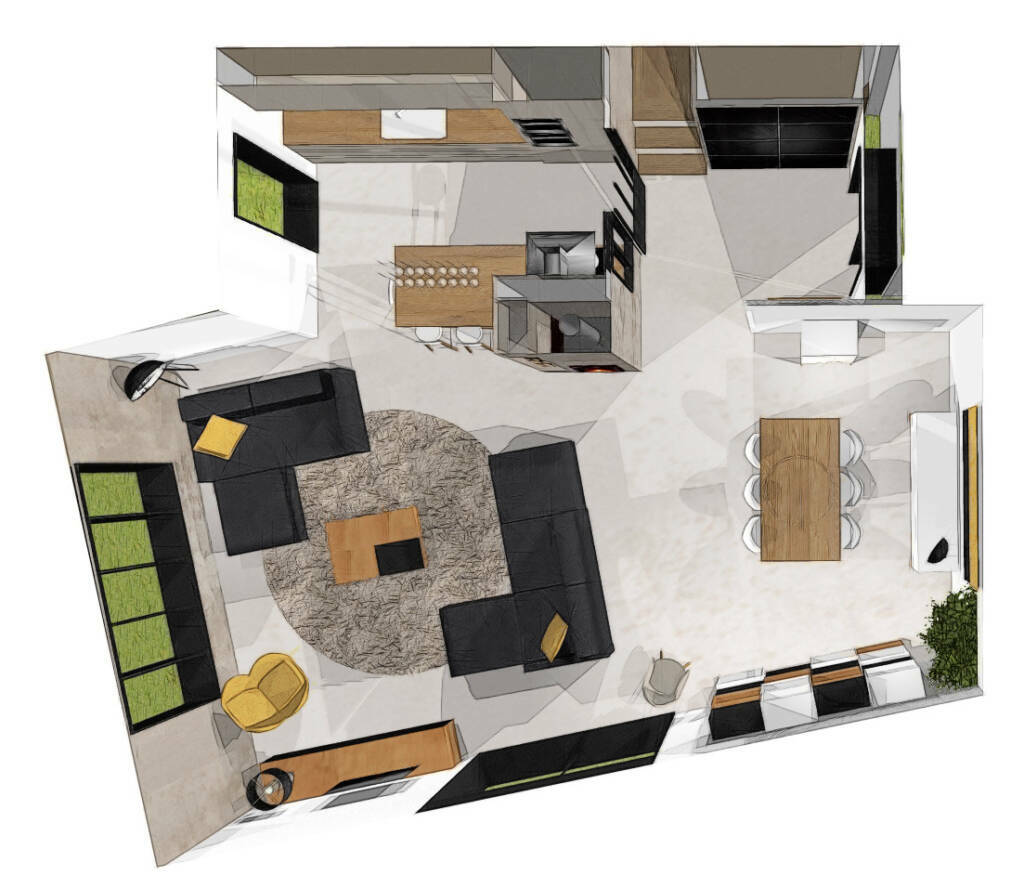 Plan 3D agencement maison sur plan