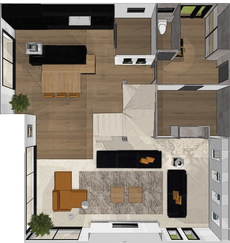 Aménagement et decoration d'une maison contemporaine à redon - plan d'aménagement 3d espaces de vie